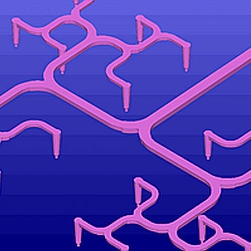 图3 – 优化后的流道分布,流道体积减小约47%。 (c) SIGMA Engineering GmbH 图3 – 优化后的流道分布,流道体积减小约47%。 (c) SIGMA Engineering GmbH