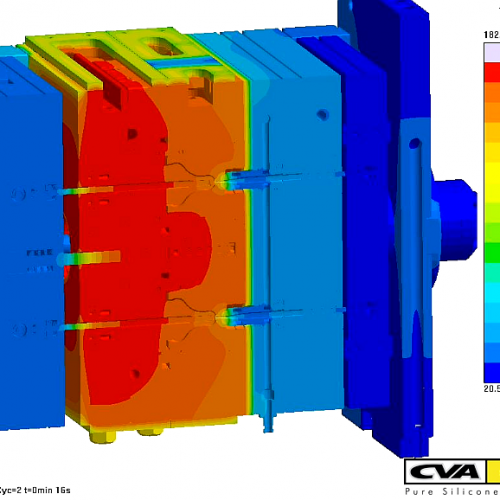 图 1 - SIGMASOFT® Virtual Molding几个周期的分析都考虑了模具部件之间的影响 (c) SIGMA Engineering GmbH